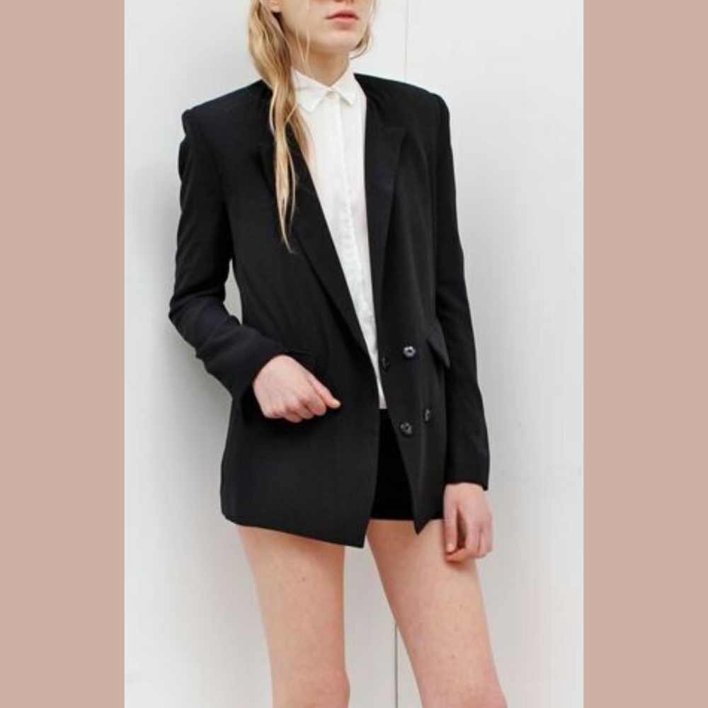 NEW $1350 Assembly New York‎ 'No Collar' Blazer Jacket Black [SZ Small ]